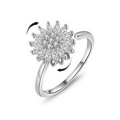 Sunflower Rotating Ring for Anxiety Relief - Spinner Ring with Rotating Band Adjustable, Stress Reducing Sensory Jewelry Gift for Women & Adults