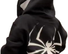 Y2K Spider Print Oversized Hoodie - Unisex Gothic Harajuku Sweatshirt with Spider Zipper Design