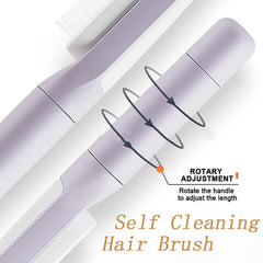Cleaning Rotating Lifting Comb, Rotate Lifting Self Cleaning Hairbrush for Women, 4 in 1 Self Cleaning Hair Brush, Self-Cleaning Anti-Static Massage Comb (Purple+Grey)