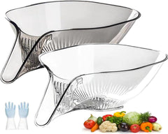 Drain Basket with Spout, Kitchen Sink Strainer Drainage Basket Funnel for Food, Fruit Storage Containers with Colander, Kitchen Accessories Gadgets for Washing Vegetables & Fruits (Mix)