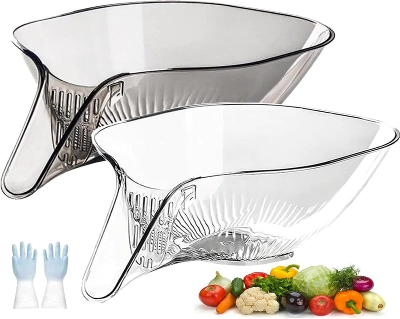 Drain Basket with Spout, Kitchen Sink Strainer Drainage Basket Funnel for Food, Fruit Storage Containers with Colander, Kitchen Accessories Gadgets for Washing Vegetables & Fruits (Mix)