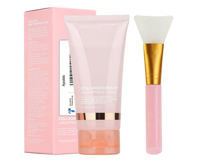 Ayzololo Collagen Mask,Collagen Night Wrapping Mask,Overnight Wrapping Mask,Peel Off Face Mask,Elasticity and Hydration Care,2.53 fl.oz(Brush Included)