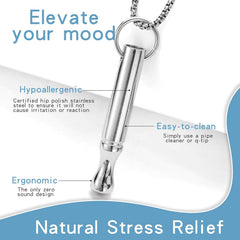 Anxiety Breathe Necklace Mindfulness Breathing Necklace Stress Relief Stainless Steel Pendant Necklace for Women Men