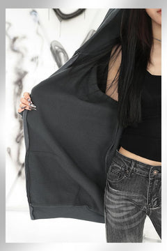 Sumleno Fairy Grunge Clothes Alt Emo Clothing Y2k Zip Up Hoodie Oversized Hooded Sweatshirt Harajuku Aesthetic Jacket