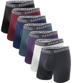 BAMBOO COOL Men's Ultra Breathable Underwear,No Riding Up Boxer Briefs with ComfortFlexible Waistband,Multipack