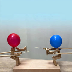 Handmade Wooden Fencing Puppets - 2024 New Pop the Balloon Game, Boom of Balloons Game, Punching Whack a Pack Balloons Man Battle Bots Arena Adult Party Games for Groups (with 100pcs balloons)