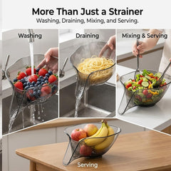 Drain Basket with Spout, Kitchen Sink Strainer Drainage Basket Funnel for Food, Fruit Storage Containers with Colander, Kitchen Accessories Gadgets for Washing Vegetables & Fruits (Mix)