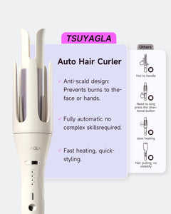 3 in 1 Automatic Curling Iron, Hair Curlers with 3 Curling Barrels (1" - 1.25" - 1.5"), Rotating Curling Iron with 3 Temp, 2-Way Rotation, 10S Fast Heating, Anti-Scald, Dual Voltage, White