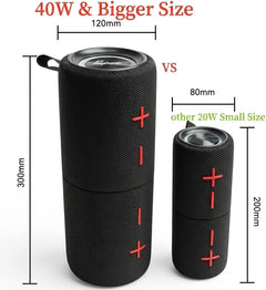 2 in 1 Magnetic Dual Splittable Bluetooth Speaker, 40W Portable Wireless Speakers with Deep Bass, IPX6 Waterproof, Bluetooth 5.3, 24H Playtime, 360° Stereo Sound for Home, Outdoor, Party, Travel
