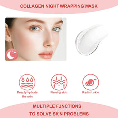 Ayzololo Collagen Mask,Collagen Night Wrapping Mask,Overnight Wrapping Mask,Peel Off Face Mask,Elasticity and Hydration Care,2.53 fl.oz(Brush Included)