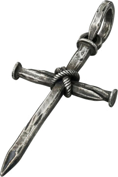 Nail Cross Necklace for Men - Hypoallergenic 316L Stainless Steel Cross Pendant, Vintage Silver/Gold/Black Tone, Christian Faith Gift