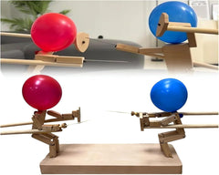 Handmade Wooden Fencing Puppets - 2024 New Pop the Balloon Game, Boom of Balloons Game, Punching Whack a Pack Balloons Man Battle Bots Arena Adult Party Games for Groups (with 100pcs balloons)