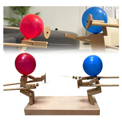 Handmade Wooden Fencing Puppets - 2024 New Pop the Balloon Game, Boom of Balloons Game, Punching Whack a Pack Balloons Man Battle Bots Arena Adult Party Games for Groups (with 100pcs balloons)