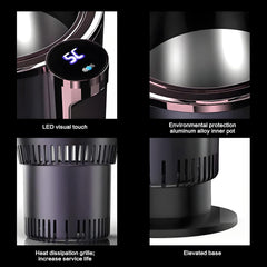 2-in-1 Smart Car Cup Holder, Drinks Cooler and Warmer, Beverage Chilling or Heating, LED Temperature Display, Touchscreen Control, for RV, Road Trip, Commuting(12V 36W, Blue)