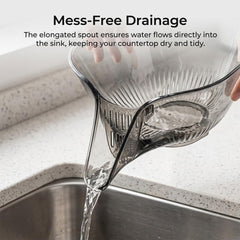 Drain Basket with Spout, Kitchen Sink Strainer Drainage Basket Funnel for Food, Fruit Storage Containers with Colander, Kitchen Accessories Gadgets for Washing Vegetables & Fruits (Mix)