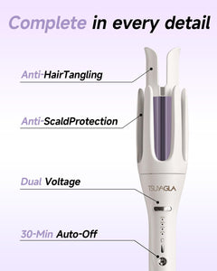 3 in 1 Automatic Curling Iron, Hair Curlers with 3 Curling Barrels (1" - 1.25" - 1.5"), Rotating Curling Iron with 3 Temp, 2-Way Rotation, 10S Fast Heating, Anti-Scald, Dual Voltage, White