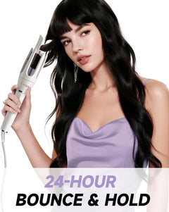 3 in 1 Automatic Curling Iron, Hair Curlers with 3 Curling Barrels (1" - 1.25" - 1.5"), Rotating Curling Iron with 3 Temp, 2-Way Rotation, 10S Fast Heating, Anti-Scald, Dual Voltage, White