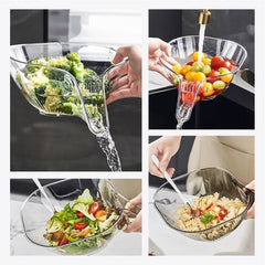 Drain Basket with Spout, Kitchen Sink Strainer Drainage Basket Funnel for Food, Fruit Storage Containers with Colander, Kitchen Accessories Gadgets for Washing Vegetables & Fruits (Mix)