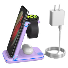 Wireless Charger for Samsung/Android, HOLYJOY Foldable 3 in 1 Fast Charging Station/Stand/Multi Charger for Samsung S25 Ultra/S24/Note 20, Travel Pad for Galaxy Watch 8/7/6/5/Active 2, For Buds(Black)