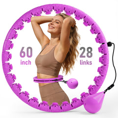 Weighted Hula Infinity Fitness Hoop for Adult Weight Loss, 2 in 1 Smart Fitness Workout Hula Circle Hoops with 26/28 Detachable Knots, Exercise Fit Hoop Suitable for Women and Beginners