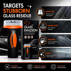 Glass Oil Film Remover for Car, 100ml Roll-On Glass Compound with Cleaning Board, Removes Oil Film & Smudges, Improve Windshield Clarity for Safe Driving