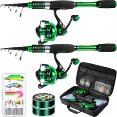 Ghosthorn Fishing Rod and Reel Combo Graphite Telescoping Fishing Pole Portable Travel Kit with Carrier Bag for Freshwater Saltwater