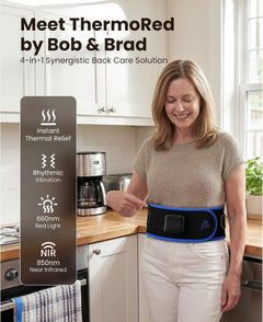 BOB AND BRAD ThermoRed Heating Pad Belt Massager for Lower Back Support, FSA Cordless Wearable Near Infrared Heat & Red Light Lumbar Back Wrap with Adjustable Vibration HSA Eligible, Gift for Family