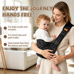 Baby Sling Carrier for Toddler, Baby Side Carrier with Detachable Seat Cushion, Lightweight Toddler Carrier Fits 9–48 Months, Adjustable Shoulder Strap, One Size Fits All Parents (Black)