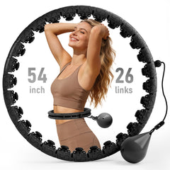 Weighted Hula Infinity Fitness Hoop for Adult Weight Loss, 2 in 1 Smart Fitness Workout Hula Circle Hoops with 26/28 Detachable Knots, Exercise Fit Hoop Suitable for Women and Beginners