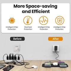 ZealSound Wireless Charging Pad, 3-in-1 Fast Wireless Charger with 36W Adapter for iPhone 17/16/15, Samsung Galaxy, AirPods & Galaxy Buds, Ultra-Slim PU Leather Charging Station for Home Office Travel