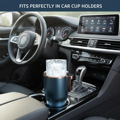 2-in-1 Smart Car Cup Holder, Drinks Cooler and Warmer, Beverage Chilling or Heating, LED Temperature Display, Touchscreen Control, for RV, Road Trip, Commuting(12V 36W, Blue)