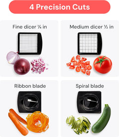 Fullstar Pro Original Vegetable Chopper - Chopper and Spiralizer - Food Chopper with Container, Fruit Cutter, Onion Dicer - All-in-One Prep Tool - Kitchen Gadgets and Gifts (4 in 1, White)