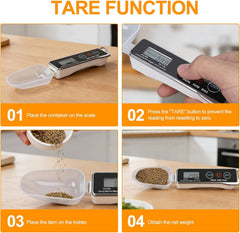 Dioche Digital Measuring Spoon Scale, High Precision 0.05g to 500g Capacity, with 30ml & 80ml Detachable Spoons, Tare Function & Unit Conversion for Baking, Cooking, Pet Food, Kitchen - Black