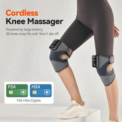 IKEEPFIT Cordless Knee Massager with Heat Vibration for Pain Relief, MAXwarm 4.0[2026 Upgraded] - Electric Heated Knee Brace with 5 Heat Levels and 3 Massage Mode, Gifts for Men Women (Grey, Pair)
