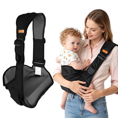 Baby Sling Carrier for Toddler, Baby Side Carrier with Detachable Seat Cushion, Lightweight Toddler Carrier Fits 9–48 Months, Adjustable Shoulder Strap, One Size Fits All Parents (Black)