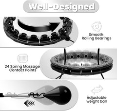 Weighted Hula Infinity Fitness Hoop for Adult Weight Loss, 2 in 1 Smart Fitness Workout Hula Circle Hoops with 26/28 Detachable Knots, Exercise Fit Hoop Suitable for Women and Beginners