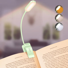 Gritin 16 LED Rechargeable Book Light for Reading in Bed | Eye Caring 3 Color Temperatures,Stepless Dimming Brightness,80 Hrs Runtime,Lightweight Flexible Clip on Light for Book Lovers