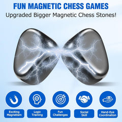Magnetic Chess Game, Magnet Game with 20 Larger Black Stones & String, Strategy Magnetic Game for Family, Magnet Board Game Party Favors for Adults