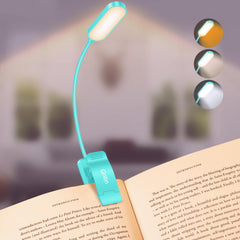 Gritin 16 LED Rechargeable Book Light for Reading in Bed | Eye Caring 3 Color Temperatures,Stepless Dimming Brightness,80 Hrs Runtime,Lightweight Flexible Clip on Light for Book Lovers