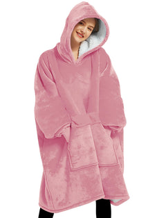 Lzzidou Oversized Blanket Hoodie for Women, Two Layers Cozy Flannel Sherpa Wearable Blanket Sweatshirt Adult
