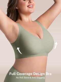 habibee Jelly Push Up Bra for Women Plus Size Wireless Full Coverage Bra for Large Breast, Seamless Everyday Bralette 32D-46E