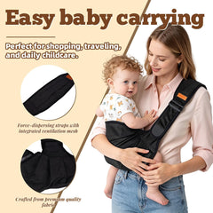 Baby Sling Carrier for Toddler, Baby Side Carrier with Detachable Seat Cushion, Lightweight Toddler Carrier Fits 9–48 Months, Adjustable Shoulder Strap, One Size Fits All Parents (Black)