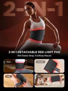 INTEO Red Light Therapy for Body and Face, 2-in-1 Red Light Therapy with Detachable Design, Infrared Light Therapy Lamp 660nm 850nm for Body at Home with Protective Glasses, Elastic Strap