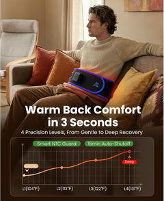 BOB AND BRAD ThermoRed Heating Pad Belt Massager for Lower Back Support, FSA Cordless Wearable Near Infrared Heat & Red Light Lumbar Back Wrap with Adjustable Vibration HSA Eligible, Gift for Family