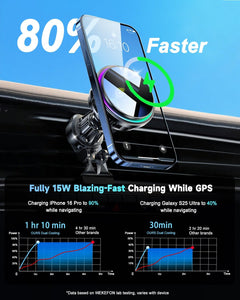 for MagSafe Car Mount Charger, TEC & Fan Dual Cooling Magnetic Wireless Car Charger, Strong Magnet 15W Fast Charging Air Vent Car Phone Holder Bracket for Your Car for iPhone 17 16 15 14 13 & Android