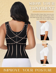 SHAPSHE Waist Trainer Corset for Women Tummy Control Workout Sport Girdle Hourglass Cincher Body Shaper Postpartum with Bra
