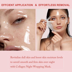 Ayzololo Collagen Mask,Collagen Night Wrapping Mask,Overnight Wrapping Mask,Peel Off Face Mask,Elasticity and Hydration Care,2.53 fl.oz(Brush Included)
