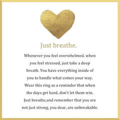Just Breathe Ring for Women, Adjustable Heart Ring, Stainless Steel Spiral Wrap Healing Rings, Inspirational & Heart felt Gift