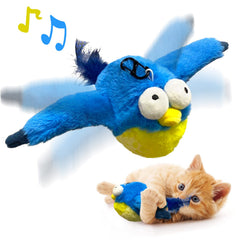 Cat Toys, Flapping Wings Sparrow, No Flying, Chirping Bird Interactive Catnip Toy for Kitten or Small Dogs, Touch Activated, Rechargeable