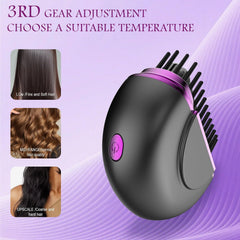 Mini Hair Straightener, Rechargeable Portable Hair Straightener Brush,3-Speed Temperature Control Rechargeable Fast Heating Hot Comb Anti-Scald Shell, Portable Travel for Women (Black)